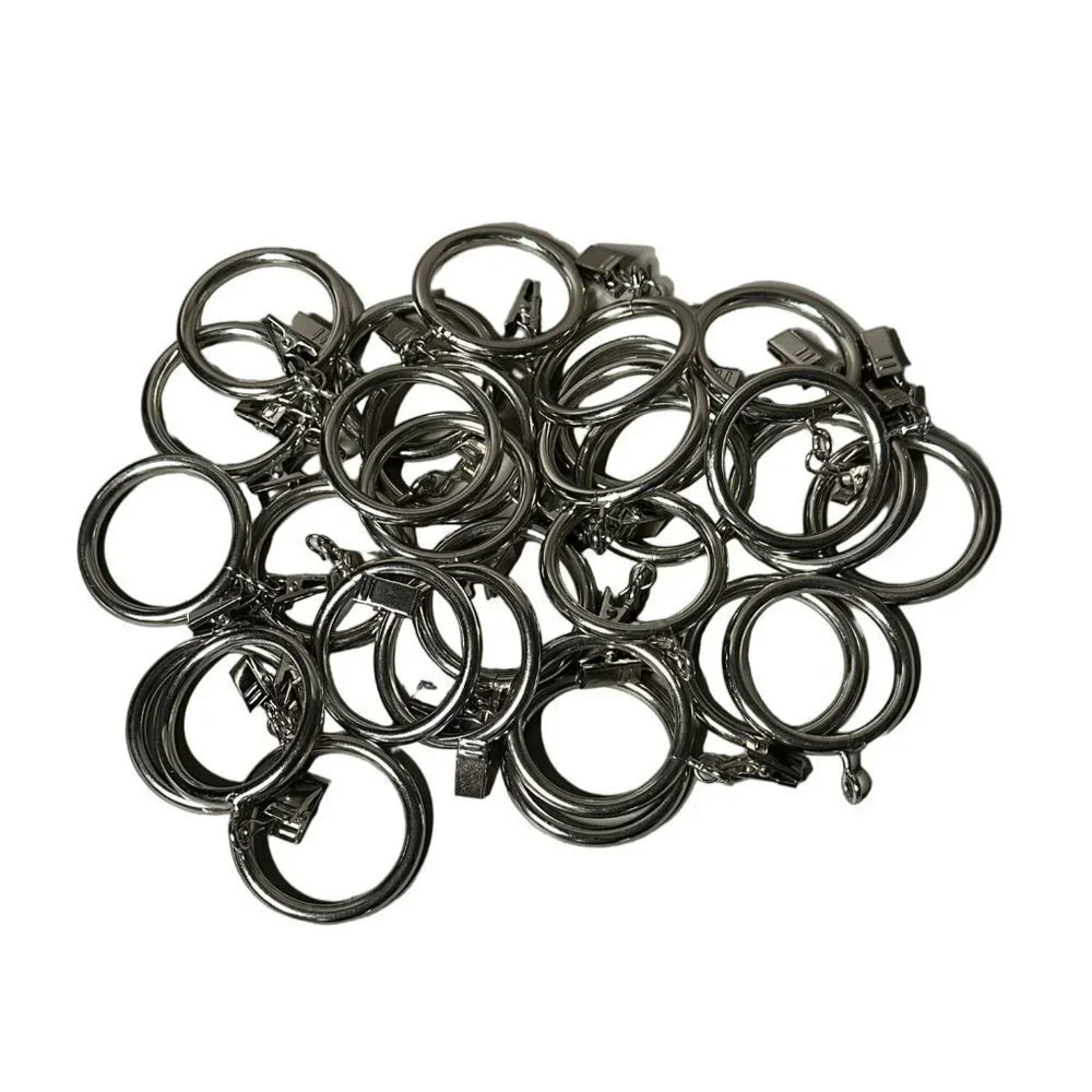 Curtain Rod Rings Clips Set Metal Lot of 20 Round Drapery Window 2.25